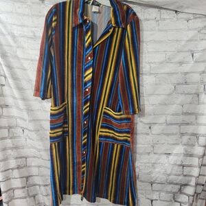 Striped Multicolor Button-Up Dress/duster